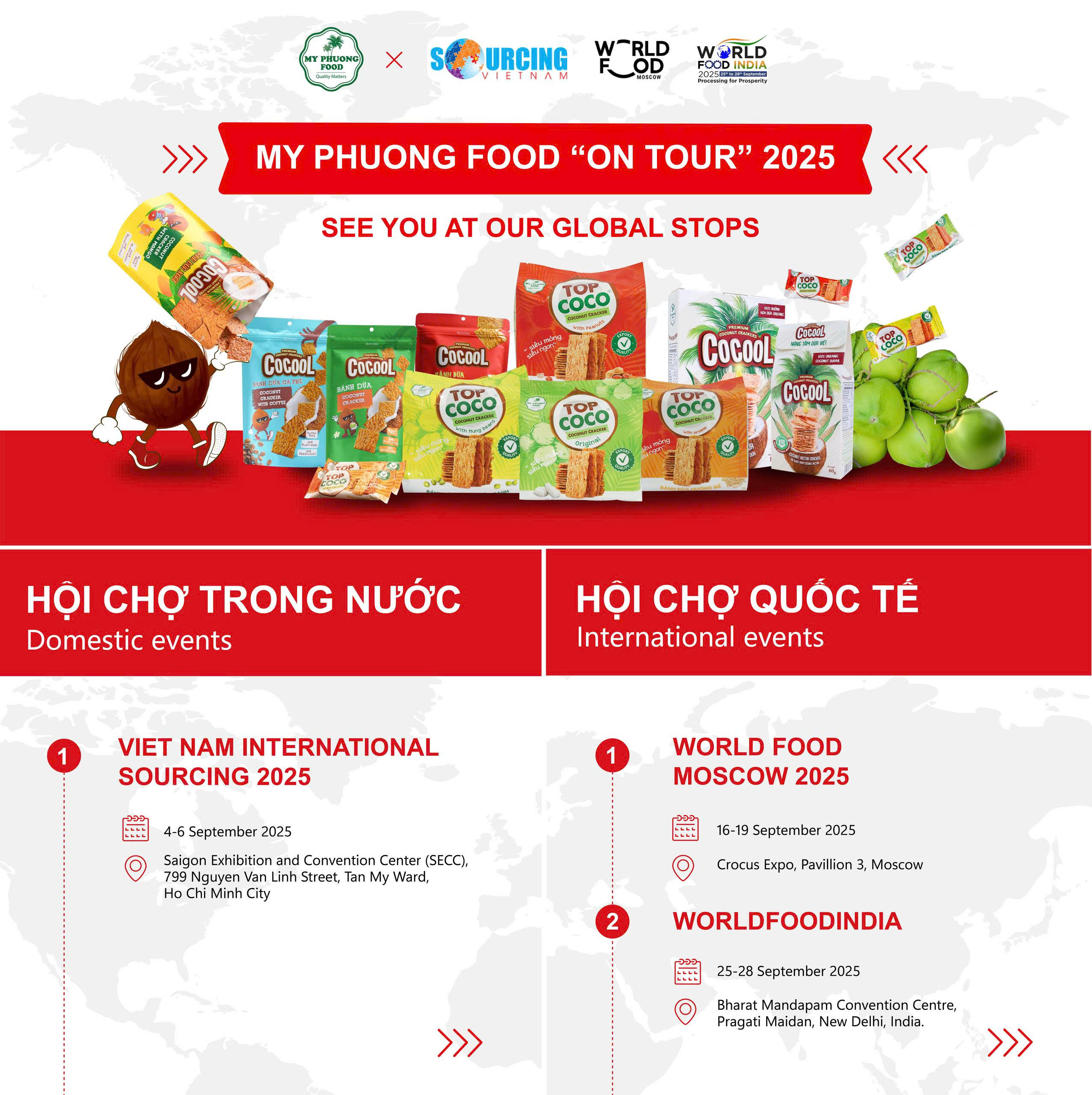 banh dua nuong My Phuong Food dac san Da Nang tham gia su kien thuong mai